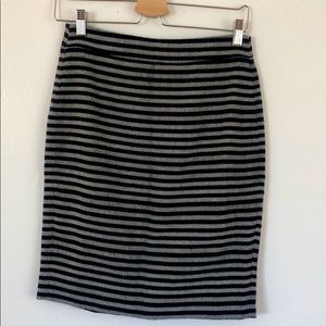 J. Crew navy striped pencil skirt